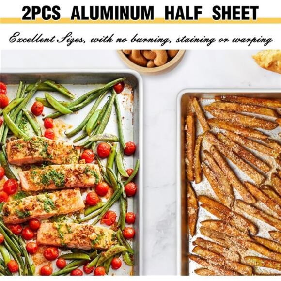 Commercial Quality Baking Sheet Pan Set, Natural Aluminum Cookie Sheet, Nonstick - Picture 5 of 7